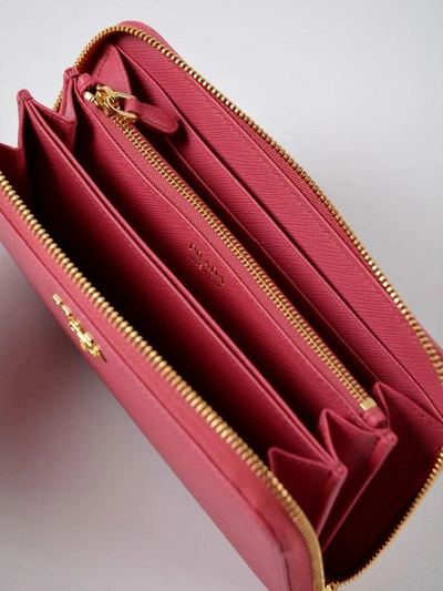 Shop Prada Wallet Saffiano Metal Oro In Peonia