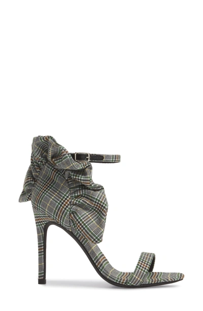 Shop Jeffrey Campbell Cheshire Ruffle Sandal In Black/ White/ Green Fabric