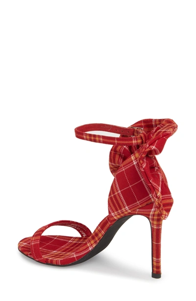 Shop Jeffrey Campbell Cheshire Ruffle Sandal In Red Plaid Fabric