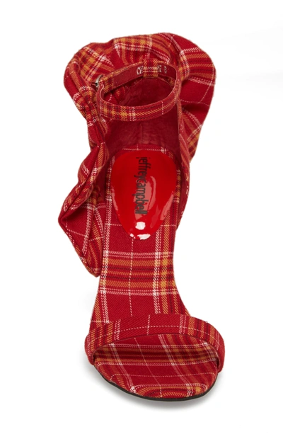 Shop Jeffrey Campbell Cheshire Ruffle Sandal In Red Plaid Fabric