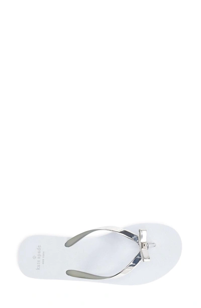 Shop Kate Spade 'happily' Flip Flop In Silver/ White