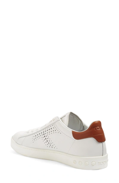 Shop Tod's Perforated T Sneaker In White/ Brown Leather