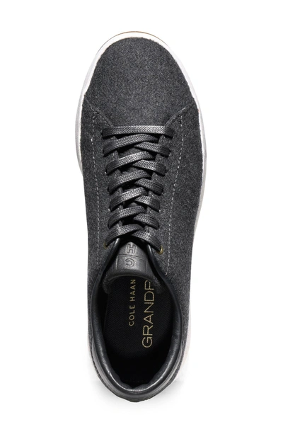Shop Cole Haan Grandpro Tennis Shoe In Gray Pinstripe Fabric