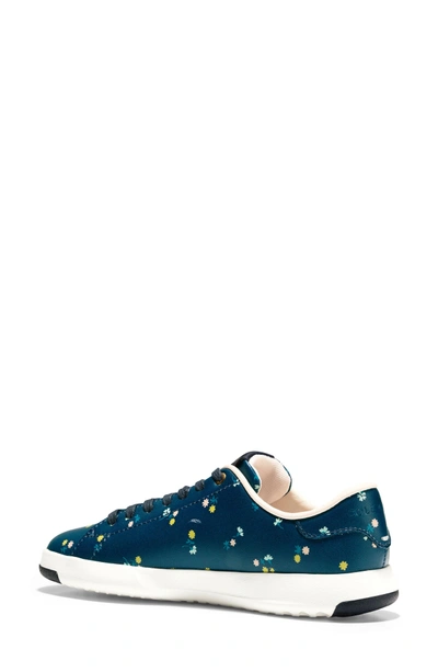Shop Cole Haan Grandpro Tennis Shoe In Navy Floral Leather