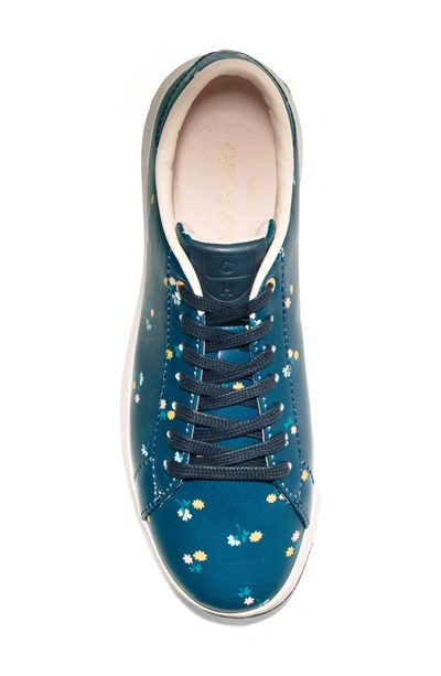 Shop Cole Haan Grandpro Tennis Shoe In Navy Floral Leather