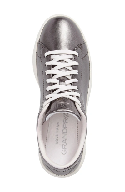 Shop Cole Haan Grandpro Tennis Shoe In Metallic Gunmetal Leather