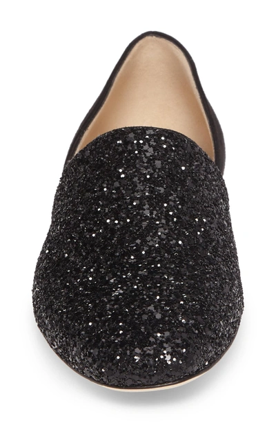 Shop Jimmy Choo Globe Glitter Flat In Black/ Black