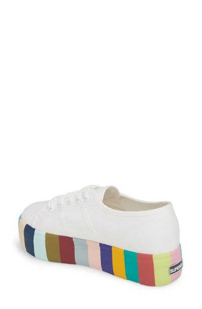 Superga Women's Lace Up Rainbow Platform Sneakers In White | ModeSens