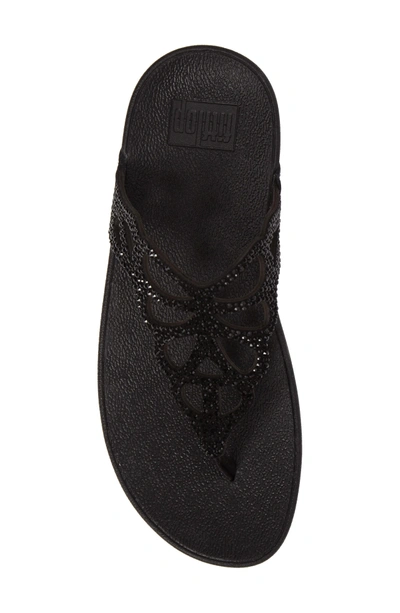 Shop Fitflop Bumble Crystal Flip Flop In Black Leather