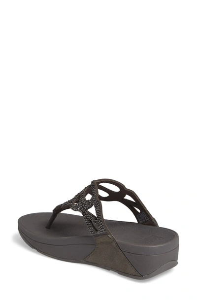 Shop Fitflop Bumble Crystal Flip Flop In Pewter Leather