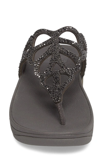 Shop Fitflop Bumble Crystal Flip Flop In Pewter Leather