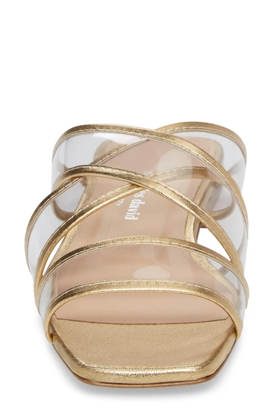 Shop Charles David Drea Transparent Strap Slide Sandal In Gold Metallic Leather