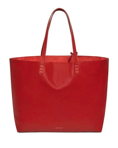 Shop Mansur Gavriel Oversized Lamb Leather Tote Bag In Red