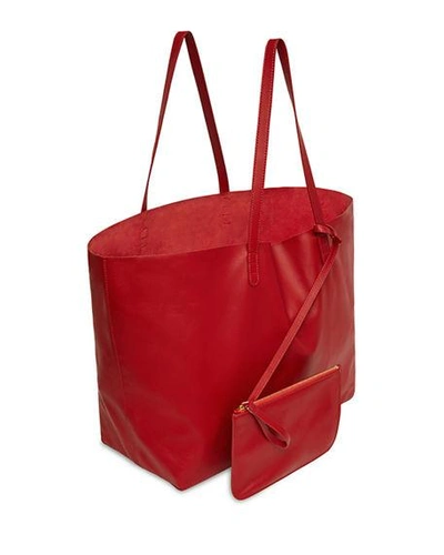 Shop Mansur Gavriel Oversized Lamb Leather Tote Bag In Red