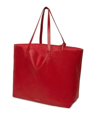 Shop Mansur Gavriel Oversized Lamb Leather Tote Bag In Red