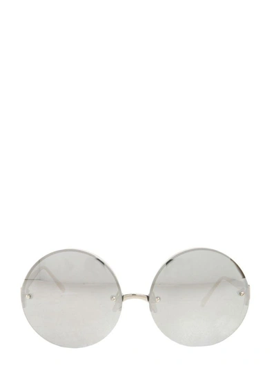 Shop Linda Farrow Round Sunglasses In Argento