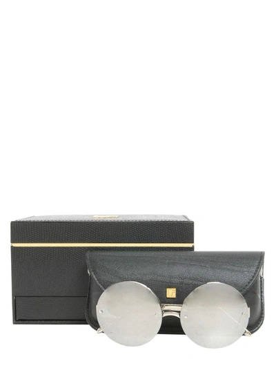 Shop Linda Farrow Round Sunglasses In Argento