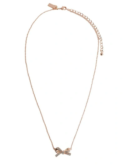 Shop Kate Spade Bow Pendant Necklace In Bronzo