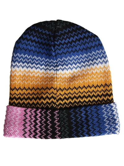 Shop Missoni Zigzag Knitted Beanie In Multicolor
