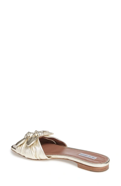 Shop Tabitha Simmons Cleo Knotted Bow Slide Sandal In Champagne