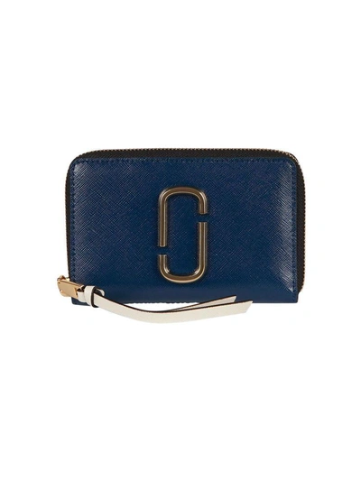 Shop Marc Jacobs Snapshot Mini Compact French Wallet In Blu Arancio Beige