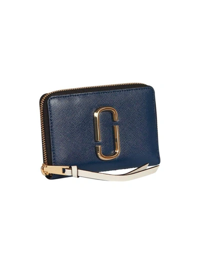 Shop Marc Jacobs Snapshot Mini Compact French Wallet In Blu Arancio Beige