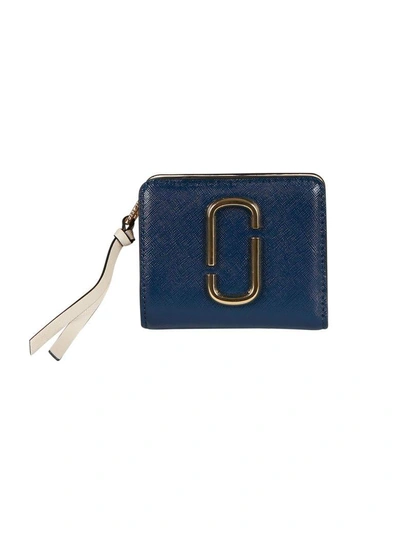 Shop Marc Jacobs Snapshot Mini Compact French Wallet In Blu Arancio Beige