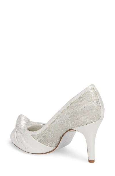 Shop Adrianna Papell Francesca Knotted Peep Toe Pump In Silver Satin