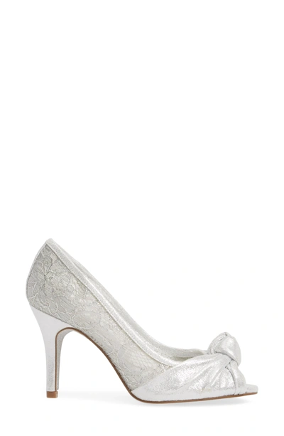 Shop Adrianna Papell Francesca Knotted Peep Toe Pump In Silver Satin