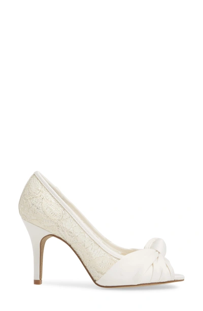Shop Adrianna Papell Francesca Knotted Peep Toe Pump In Ivory Satin