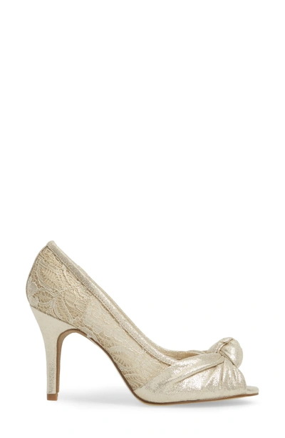 Shop Adrianna Papell Francesca Knotted Peep Toe Pump In Gold Satin