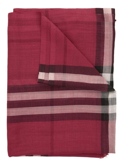 Shop Burberry Gauze Giant Scarf In Fuchsia Pink