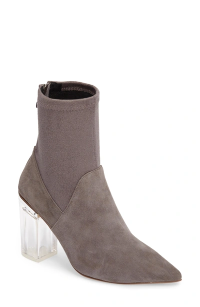 Shop Cecelia New York Emmie Sock Bootie In Gray Suede