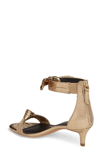 Shop Rebecca Minkoff Kaley Knotted Kitten Heel Sandal In Gold Leather