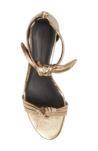 Shop Rebecca Minkoff Kaley Knotted Kitten Heel Sandal In Gold Leather