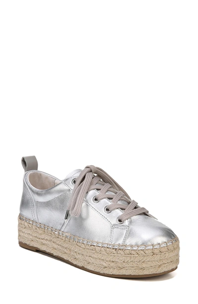Shop Sam Edelman Carleigh Espadrille Sneaker In Soft Silver Leather