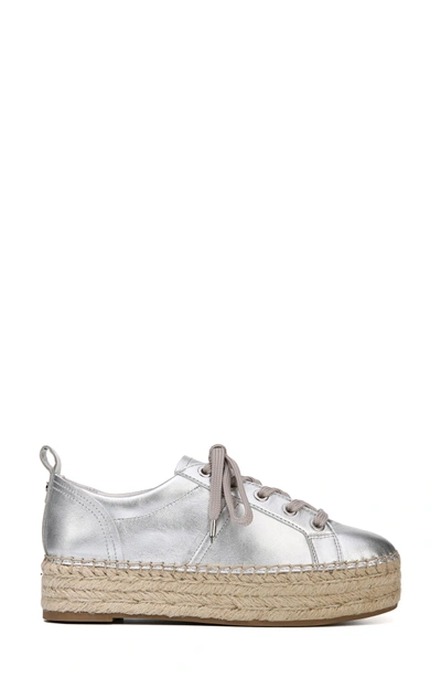 Shop Sam Edelman Carleigh Espadrille Sneaker In Soft Silver Leather
