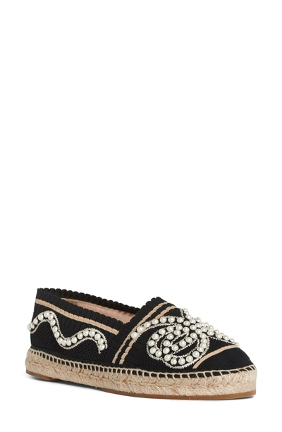 Shop Fendi Rockoko Pearland Embellished Espadrille In Black