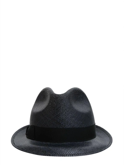 Shop Borsalino Quito Short Brim Panama Hat In Blu