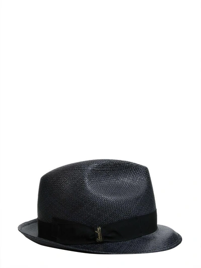 Shop Borsalino Quito Short Brim Panama Hat In Blu