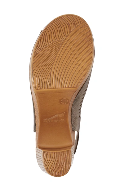 Shop Dansko Danae Block Heel Sandal In Pewter Leather