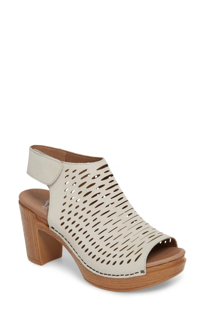 Shop Dansko Danae Block Heel Sandal In Oyster Milled Nubuck Leather