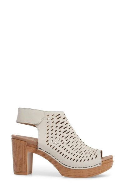 Shop Dansko Danae Block Heel Sandal In Oyster Milled Nubuck Leather