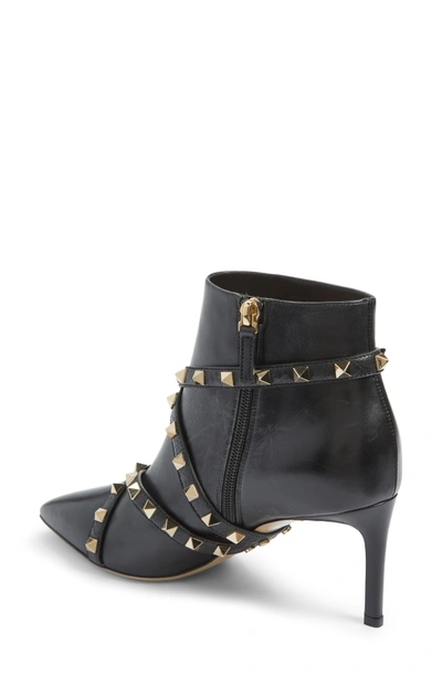 Shop Valentino Rockstud Wrapped Bootie In Black Leather