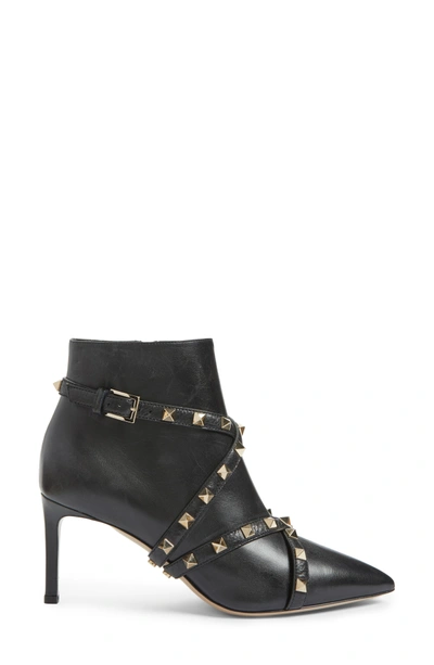 Shop Valentino Rockstud Wrapped Bootie In Black Leather