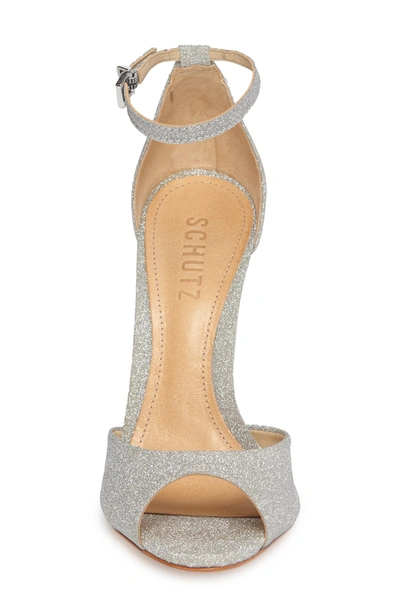 Shop Schutz Saasha Lee Ankle Strap Sandal In Prata Glitter