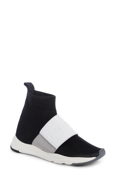 Shop Balmain Cameron Logo Strap Sock Sneaker In Black/ White