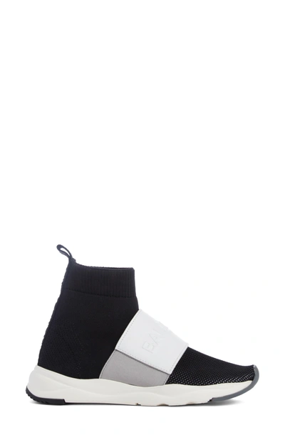 Shop Balmain Cameron Logo Strap Sock Sneaker In Black/ White
