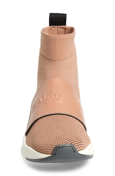 Shop Balmain Cameron Logo Strap Sock Sneaker In Poudre