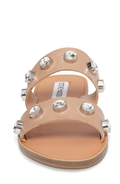 Shop Steve Madden Jessy Embellished Slide Sandal In Nude Leather